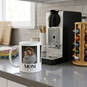 Mug Cadeau Photo Typographie Noire Maman Créée
