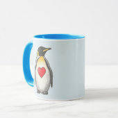 Mug Cadeau, Pingouin Roi Avec Coeur, Texte Propre, (Devant gauche)