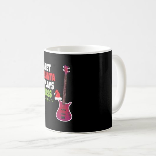 Mug Cadeau pour Bass Guitar Player Cool Père Noël Noël (Devant droit)