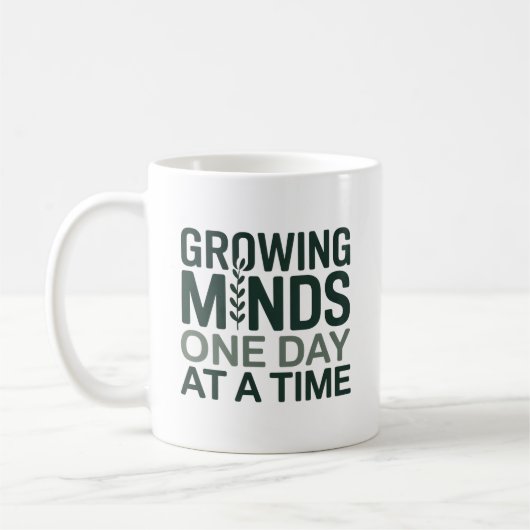 Mug Cadeau pour enseignant Croissance des esprits un j (Gauche)