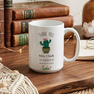 Mug Cadeau pour enseignant minimaliste Cactus Esthétiq