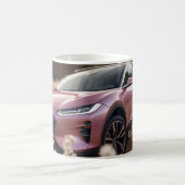 Mug Cadeau pour femme de voiture EV rose en champ sec (Centre)