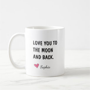 Mug Cadeau pour fille Je t'aime jusqu'à la lune et ret