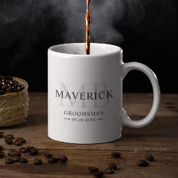 Mug Cadeau pour Garçons d'Honneur Monogramme Initiales