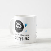 Mug Cadeau pour le 25ème papillon d'anniversaire de (Devant gauche)