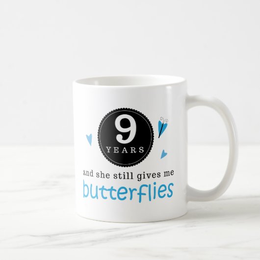 Mug Cadeau pour le 9ème papillon d'anniversaire de (Droite)