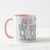 Mug Cadeau pour maman avec des lapins amusants (Gauche)