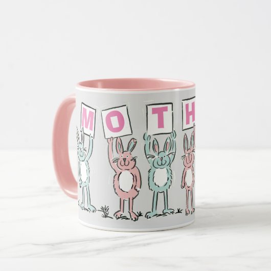 Mug Cadeau pour maman avec des lapins amusants (Devant gauche)