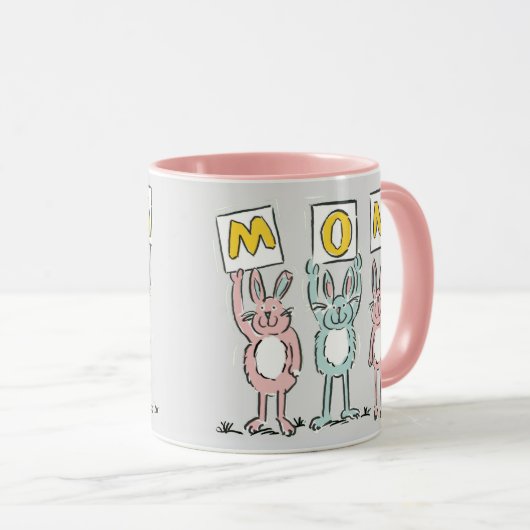 Mug Cadeau pour maman Fun Rabbits Design (Devant droit)