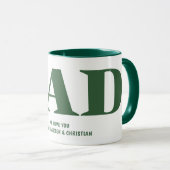 Mug Cadeau pour papa avec enfants Noms Café vert (Devant droit)