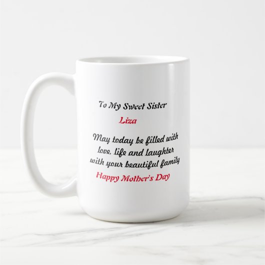 Mug Cadeau pour Soeur - Cadeau personnalisé pour la Fê (Gauche)