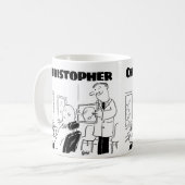 Mug Cadeau pour un barbier ou coiffeur avec nom ajouté (Devant gauche)