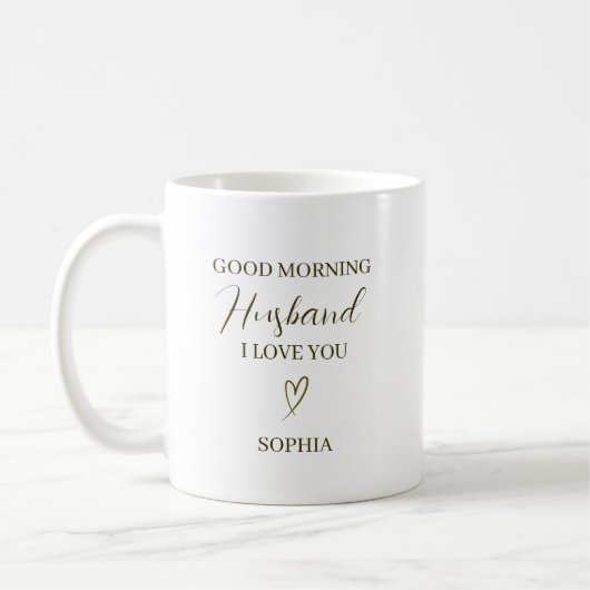 Mug Cadeau romantique personnalisé pour mari du matin (Gauche)
