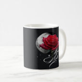 Mug Cadeau Romantique Rose Rouge Baiser de Lune (Devant droit)