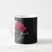 Mug Cadeau Romantique Rose Rouge Baiser de Lune (Devant gauche)