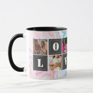 Mug cadeau rose moderne en marbre doré gris mère