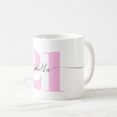 Mug Cadeau rose pour 21 ans (Devant droit)