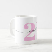 Mug Cadeau rose pour 21 ans (Devant gauche)