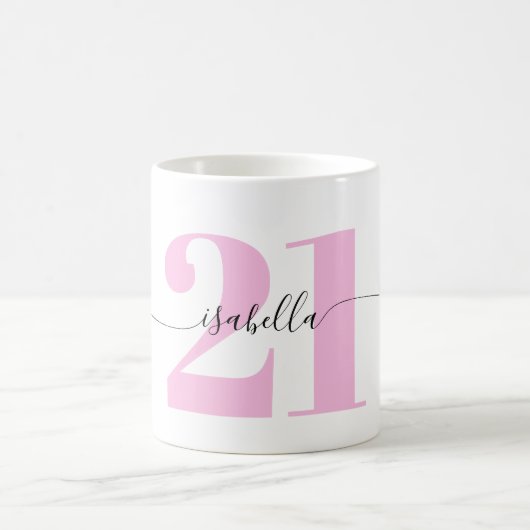 Mug Cadeau rose pour 21 ans (Centre)