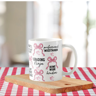 Mug Cadeau Ruban Rose Coquette avec Affirmation Positi