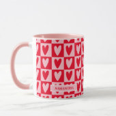 Mug Cadeau Saint-Valentin Cœurs Rouge Cerise Classique (Gauche)