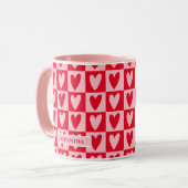 Mug Cadeau Saint-Valentin Cœurs Rouge Cerise Classique (Devant gauche)
