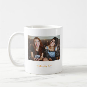 Mug Cadeau souvenir de photo texte minimaliste orange
