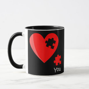 Mug Cadeau T-Shirt Saint Valentin Puzzle à Coeur Pièce