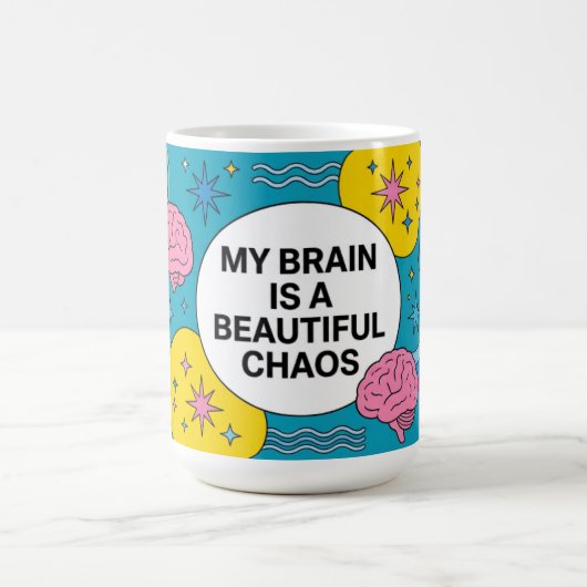 Mug Cadeau TDAH Autisme Chaos Cérébral Neurodivergent (Centre)