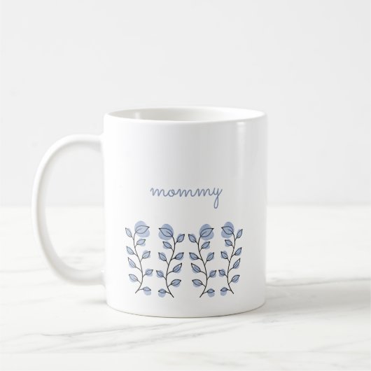 Mug Cadeaux d'aquarelle florale (bleu) (Gauche)