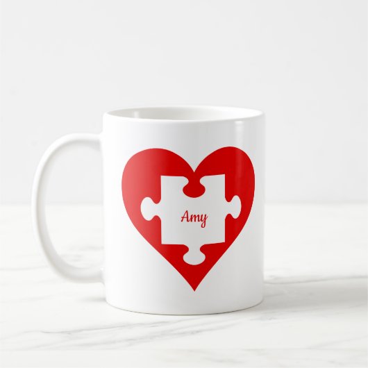 Mug Cadeaux de coeur et de puzzle pour lui/elle (Gauche)