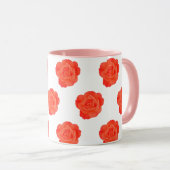Mug Cadeaux de Fleurs Rose Orange Floral Rose Foncé Ar (Devant droit)