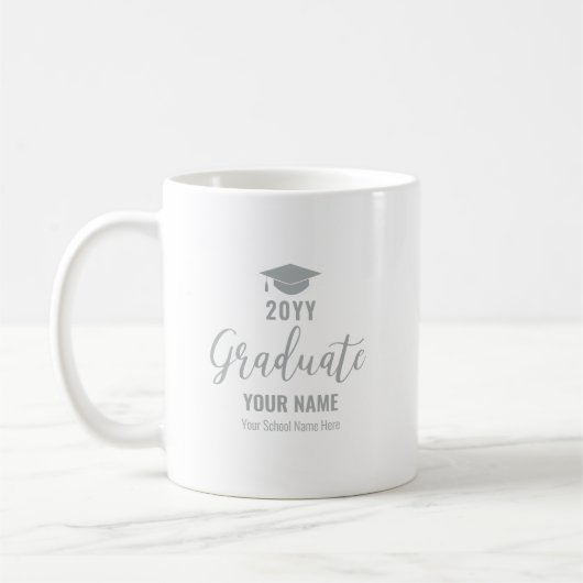 Mug Cadeaux de graduation moderne Silver & Black (Gauche)