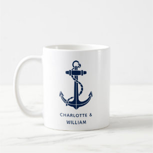 Mug Cadeaux de mariage de plage d'ancre de bateau