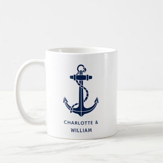 Mug Cadeaux de mariage de plage d'ancre de bateau (Gauche)