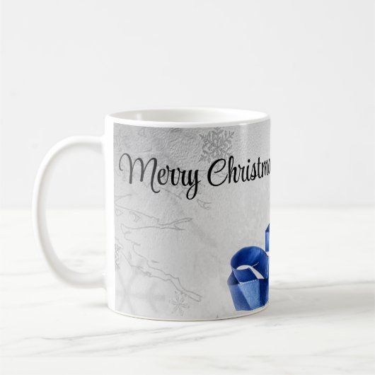 Mug Cadeaux de Noël bleu et argent (Gauche)