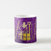 Mug Cadeaux de Noël Dorés Paillettes Faux Violet (Centre)