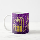 Mug Cadeaux de Noël Dorés Paillettes Faux Violet (Gauche)