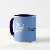 Mug Cadeaux de retraite. Pêcheur/femme. Nom modifiable (Devant gauche)