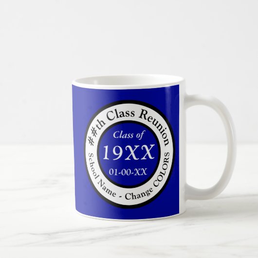 Mug Cadeaux de réunion de classe personnalisés, bleu e (Droite)