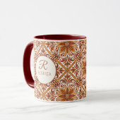 Mug Cadeaux de servante Terracotta Talavera monogramme (Devant gauche)