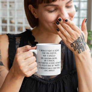 Mug Cadeaux de soeurs, cadeau de soeur amusant, muet d