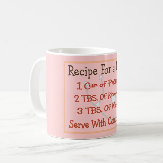 Mug Cadeaux d'infirmière "recette pour une infirmière (Devant gauche)