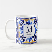 Mug Cadeaux en carreaux italiens bleus Monogram Amalfi (Gauche)