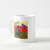 Mug Cadeaux noirs d'art d'amoureux de les chats (Devant gauche)