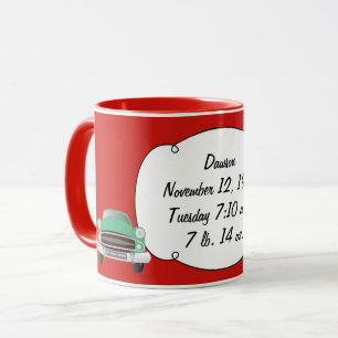 Mug Cadeaux pour bébé garçon Sweet Green Retro Car