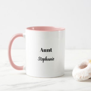 Mug Cadeaux Tante Nom personnalisé Rose Noir Blanc Cu