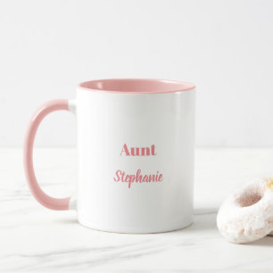 Mug Cadeaux Tante Nom personnalisé Saumon Rose Blanc 