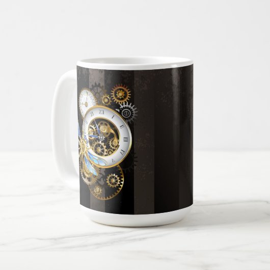 Mug Cadran Steampunk avec libellule (Devant gauche)