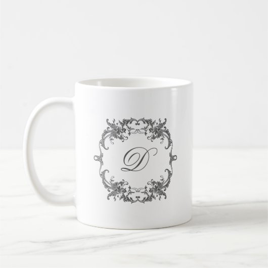 Mug Cadre baroque élégant avec votre Monogramme initia (Gauche)